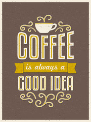 Canvas Print - Retro Typography Coffee Poster