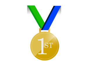 Poster - green and blue first place medal illustration
