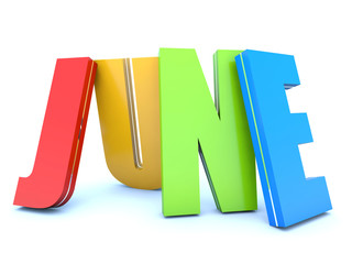 Wall Mural - june - calendar month - 3d colored letters