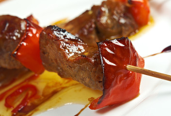 Wall Mural - Shashlik (shish kebab) .veal and peppers