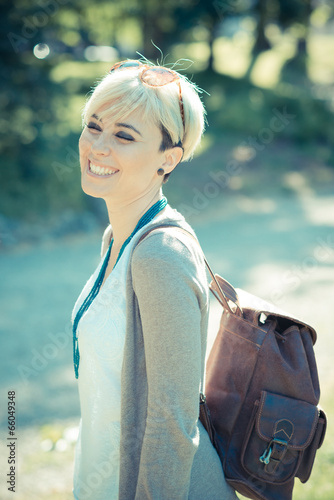 Beautiful Young Blonde Short Hair Hipster Woman Buy This Stock