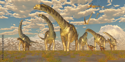 Fototapeta na wymiar Argentinosaurus Herd Migration