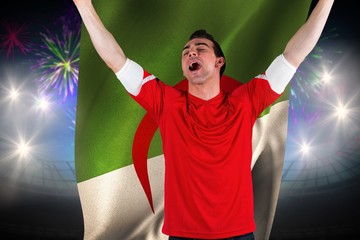 Aufkleber - Composite image of excited football fan cheering