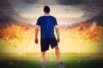 Aufkleber - Composite image of handsome football player in blue jersey