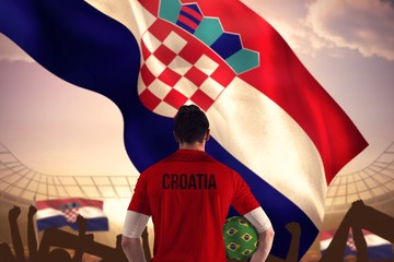 Aufkleber - Composite image of croatia football player holding ball