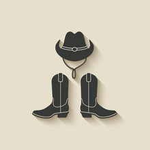 Cowboy Hat Boots Icon