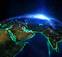 Wall Mural - land area in arabia, and india the night