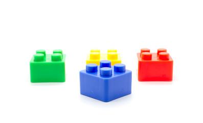 blocks Plastic building blocks on white background