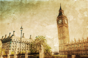 Fototapete - nostalgisch texturiertes Bild mit dem berühmten Big Ben