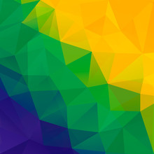 Abstract Polygon Background. Brazil Flag Colors. Vector.