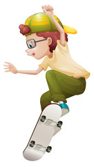 Poster - A young man playing with the skateboard