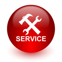 Poster - service red computer icon on white background