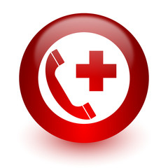 Fototapete - emergency call red computer icon on white background