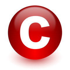 Poster - copyright red computer icon on white background