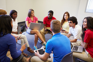 Wall Mural - high school students taking part in group discussion