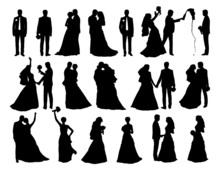 Big Set Of Bride And Groom Silhouettes