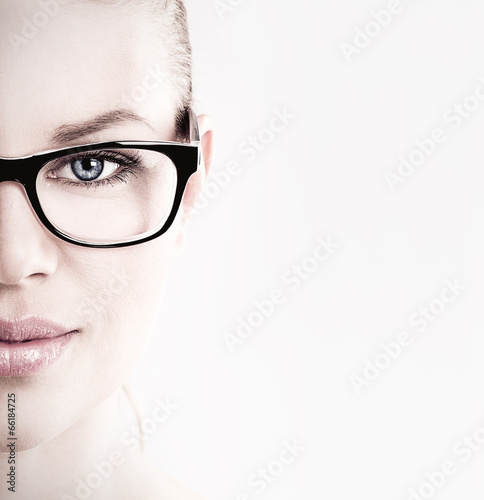 Fényképezés Close-up of lovely woman in optical eyeglasses