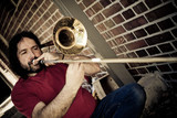 A trombone player