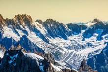 View Of Mont Blanc Mountain Range From Aiguille Du Midi In Chamo