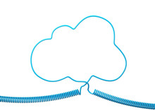 Blue Phone Cable With Blue Speech Cloud Isolated