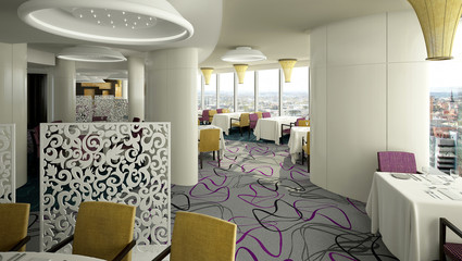 rendering of a modern restaurant interior