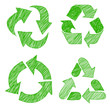 Illustration of recycle doodle icons  sketch vector 