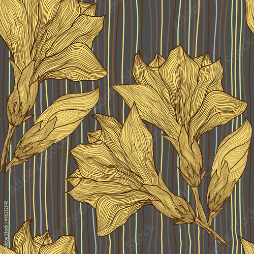 Naklejka - mata magnetyczna na lodówkę Vector hand drawn seamless pattern - vintage flower