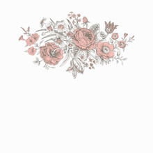 Vintage Floral Vector Card With Victorian Bouquet
