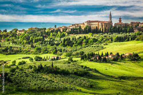 View of the town of Pienza ...