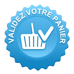 Sticker - validez votre panier sur bouton web denté bleu