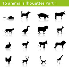 Wall Mural - 16 animal silhouettes Part 1