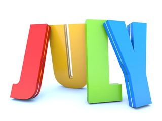 Wall Mural - july - calendar month - 3d colored letters