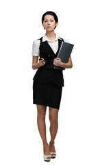 Wall Mural - Full length portrait of business woman with folder