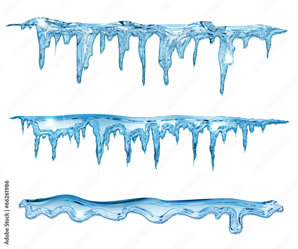 set of blue icicles - obrazy, fototapety, plakaty 