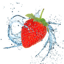 Fresh Strawberries With Water Splash