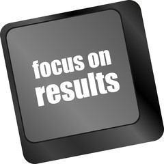 Poster - Modern keyboard focus on results text. Technology concept