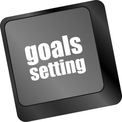 Poster - Goals setting button on keyboard with soft focus