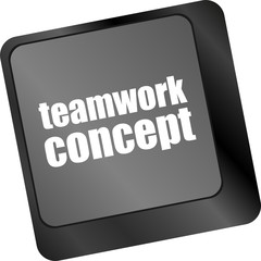 Poster - cloud icon with teamwork concept word on computer keyboard key
