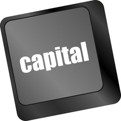 Poster - capital button on keyboard key - business concept