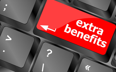 Poster - extra benefits button on keyboard - business concept