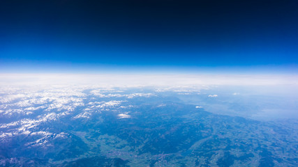 Sticker - Landscape of Mountain. view from the airplane window . height of