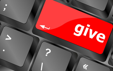 Aufkleber - give word on computer pc keyboard key