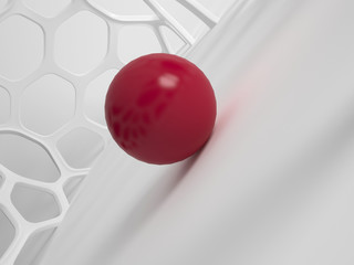 Canvas Print - Abstract grid structure with red ball