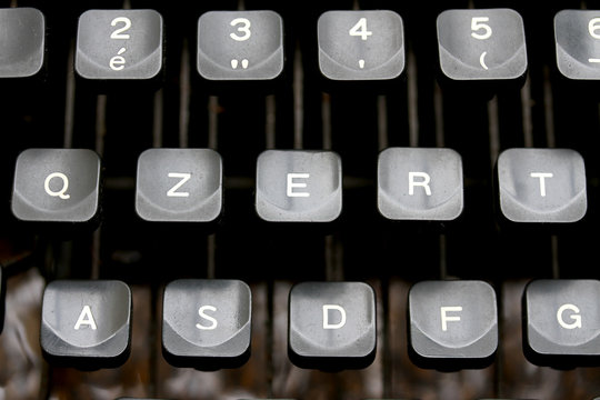 keyboard keys of an old typewriter mechanics