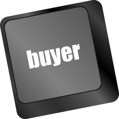 Poster - buyer button on keyboard key - business concept