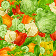 Sticker - Vegetables mix seamless background