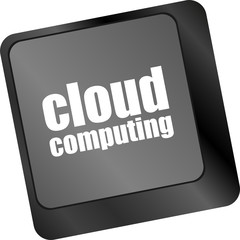 Poster - computer keyboard for cloud computing, business concept