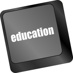 Poster - Computer keyboard with key education, internet learn concept