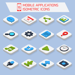 Wall Mural - mobile applications isometric icons