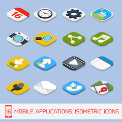 Wall Mural - mobile applications isometric icons